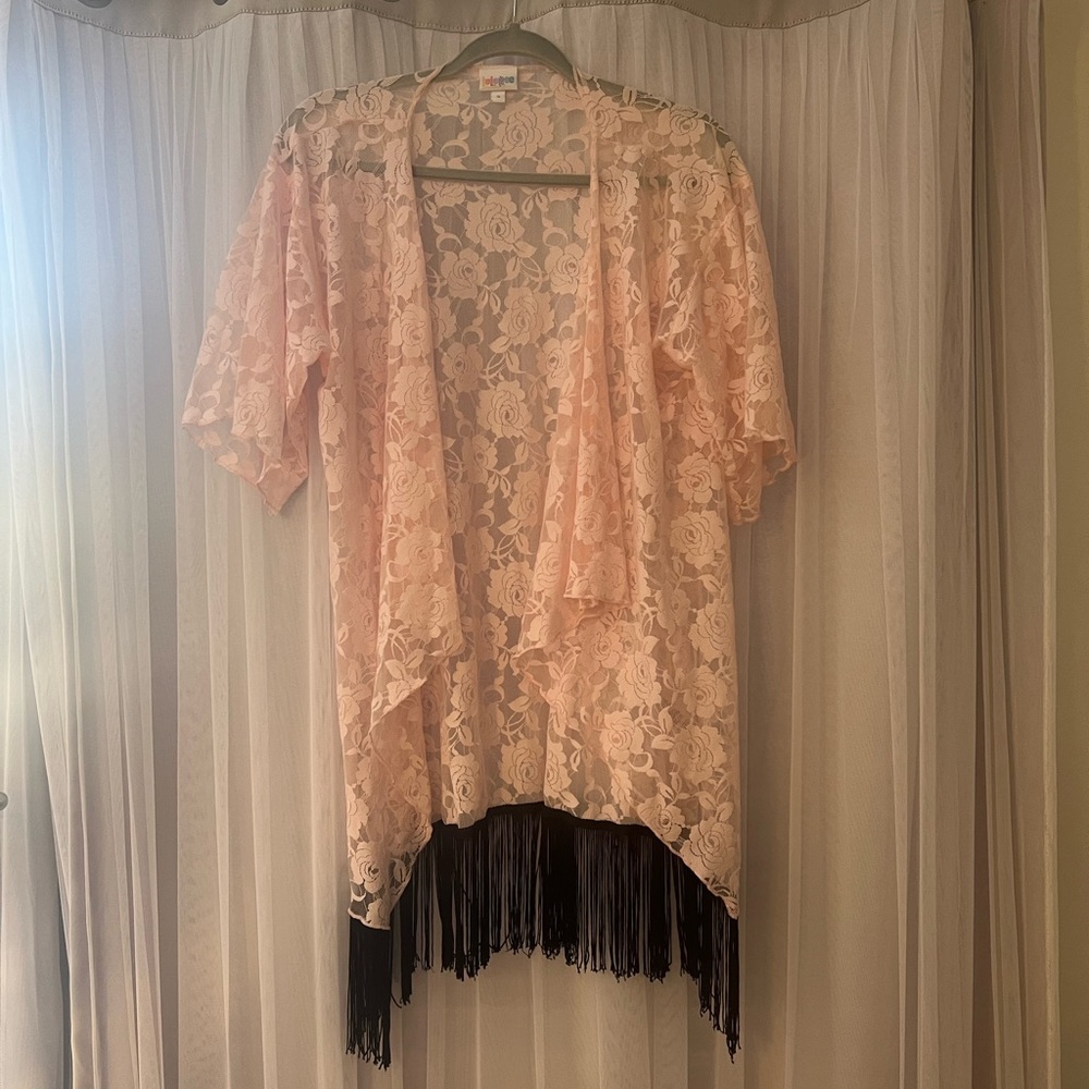 LulaRoe Pink Lace Kimono